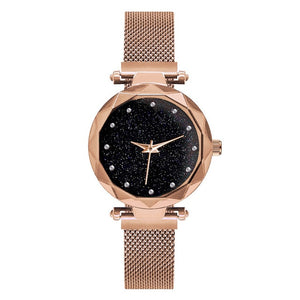 2018 Luxury Rose Gold Women Watches Starry Sky Magnetic Female Wristwatch Waterproof Rhinestone Clock Ladies Watch DropShipping