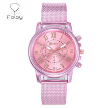 Load image into Gallery viewer, Foloy digital women watches Quality Fashion Geneva Roman Numerals Faux Leather Analog Quartz Ladies watch Bracelet Clock Gift