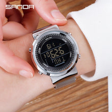 Load image into Gallery viewer, Sanda Stainless Steel Mesh Men Watch LED Digital Women Watches Calendar Alarm Chronograph Couple Wristwatches 383G/384L