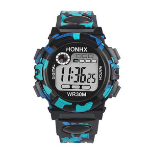 2019 Waterproof Children Boy Multifunction Boy Digital LED Sports Waterproof Wrist Watch Kids Alarm Date Electronic Watch Gift Q