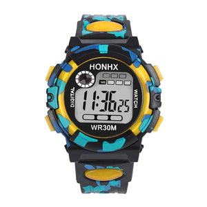 2019 Waterproof Children Boy Multifunction Boy Digital LED Sports Waterproof Wrist Watch Kids Alarm Date Electronic Watch Gift Q