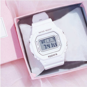 2019 New Multifunction Electronic Sport Woman Watch Waterproof Silicone Student Wristwatches Big Dial Clock relogios femininos