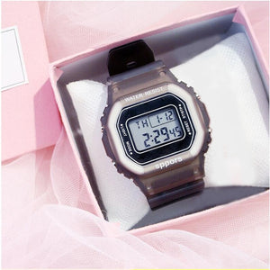 2019 New Multifunction Electronic Sport Woman Watch Waterproof Silicone Student Wristwatches Big Dial Clock relogios femininos