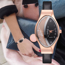 Load image into Gallery viewer, Women Fashion Luxury Watch Leather Strap Women Bracelet Clock Ellipse Rhinestone PU Sport Quartz Watch Wrist Watches For Women