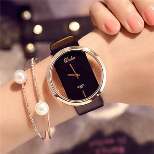 Hot Fashion Women Watch Luxury Leather Skeleton Strap Watch Women Dress Watch Casual Quartz Watch Reloj Mujer Wristwatch Girl