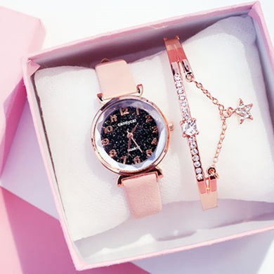 Women Bracelet Watch Casual Ladies Romantic Starry Sky Wrist Watch Leather Dress Female Clock Quartz Wristwatch relogio feminino