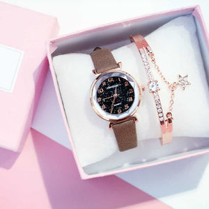 Women Bracelet Watch Casual Ladies Romantic Starry Sky Wrist Watch Leather Dress Female Clock Quartz Wristwatch relogio feminino