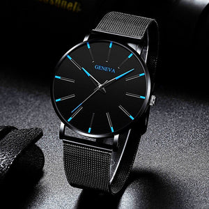 2020 Ultra Thin Watch Men Business Blue Dial Watch Quartz Stainless Steel Strap Band Simple WristWatch Male Clock Free Shipping