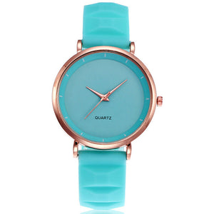 Women Quartz Watch Soft Silicone Strap Simple Round Dial Watch Birthday Gifts hh88