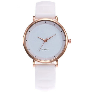 Women Quartz Watch Soft Silicone Strap Simple Round Dial Watch Birthday Gifts hh88