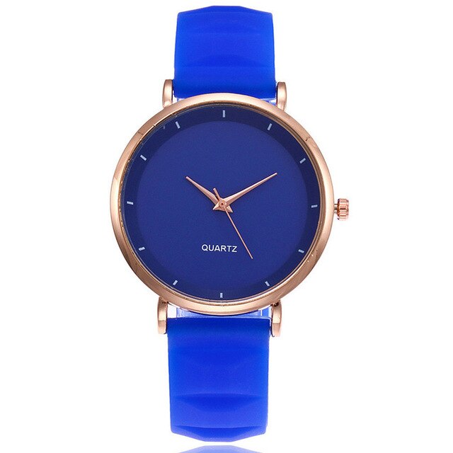 Women Quartz Watch Soft Silicone Strap Simple Round Dial Watch Birthday Gifts hh88