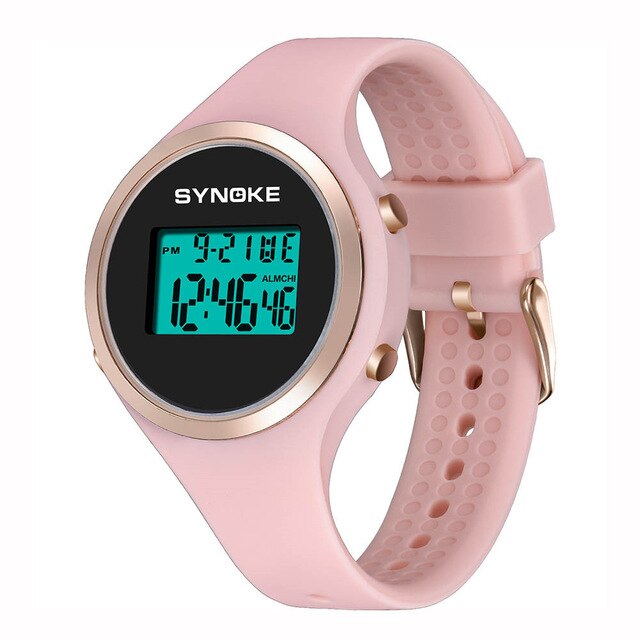 SYNOKE Women Student Sports Watches LED Digital Watch 50m Waterproof Luminous Alarm Watch Chronograph