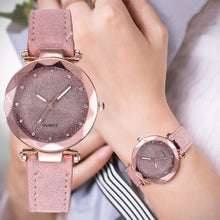 Load image into Gallery viewer, Ladies Fashion Korean Rhinestone Rose Gold Quartz Watch Female Belt Watch Women&#39;s Watches Fashion Leather Watch Women Watches