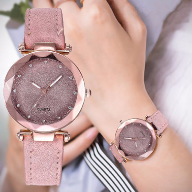 Ladies Fashion Korean Rhinestone Rose Gold Quartz Watch Female Belt Watch Women's Watches Fashion Leather Watch Women Watches