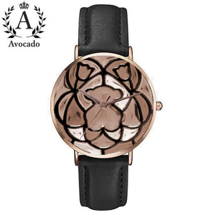 New Fashion Rose Gold Cute Bear Women's Watch Leather Quartz Watch