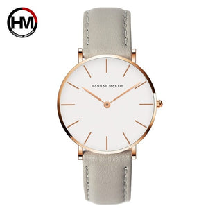 Dropshipping Japan Quartz Simple Women Fashion Watch White Leather Strap Ladies Wrist Watches Brand Waterproof Wristwatch 36mm