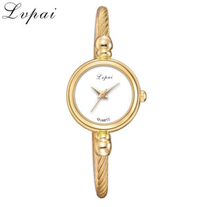 Lvpai Women Small Gold Bangle Bracelet Luxury Watches Stainless Steel Ladies Quartz Wristwatch Brand Casual Women Dress Colck