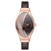 Load image into Gallery viewer, Women Fashion Luxury Watch Leather Strap Women Bracelet Clock Ellipse Rhinestone PU Sport Quartz Watch Wrist Watches For Women