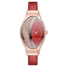 Load image into Gallery viewer, Women Fashion Luxury Watch Leather Strap Women Bracelet Clock Ellipse Rhinestone PU Sport Quartz Watch Wrist Watches For Women