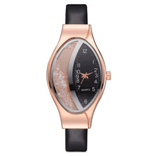 Load image into Gallery viewer, Women Fashion Luxury Watch Leather Strap Women Bracelet Clock Ellipse Rhinestone PU Sport Quartz Watch Wrist Watches For Women