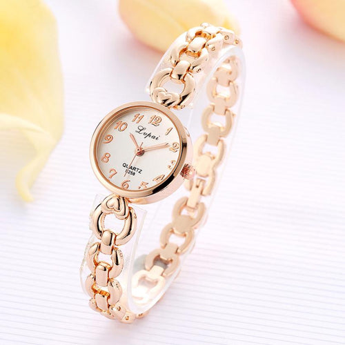 LVPAI 2018 Watch Women Gold Vintage Luxury Clock Women Bracelet Watch Ladies Brand Luxury Stainless Steel Women Clock Gifts B50