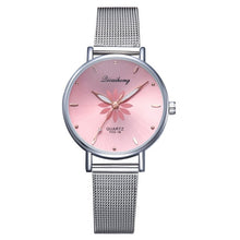 Load image into Gallery viewer, Watches For Women Luxury Silver Popular Pink Dial Flowers Metal Ladies Bracelet Quartz Clock Ladies Wrist Watch New Clock