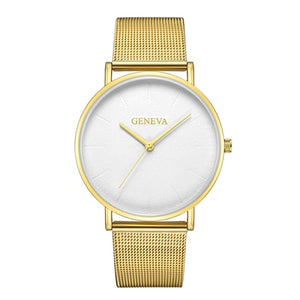 GENEVA Simple Women Watches Top Brand Luxury Stainless Steel Mesh Quartz Wristwatches Fashion Clock ladies Watch Montre Femme