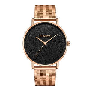 GENEVA Simple Women Watches Top Brand Luxury Stainless Steel Mesh Quartz Wristwatches Fashion Clock ladies Watch Montre Femme