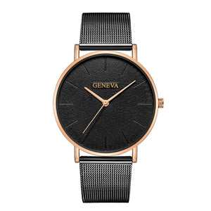 GENEVA Simple Women Watches Top Brand Luxury Stainless Steel Mesh Quartz Wristwatches Fashion Clock ladies Watch Montre Femme