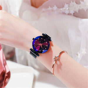 Romantic Starry Sky Ladies Quartz Watch Galaxy Dial Star Space Pattern Analog Women Wrist Watches Metal Strap Magnet Clasp gift