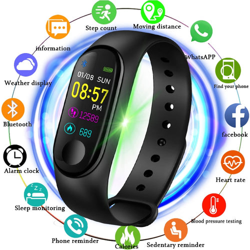 2019 M3 New Women Smart Watch sports watch Men Blood Pressure Monitor Heart Rate Fitness Tracker Pedometer Watch band PK M3 Band